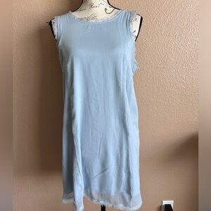 Abercrombie & Fitch Misty Baby Blue Shift Lined Sleeveless Fray Trims Dress M